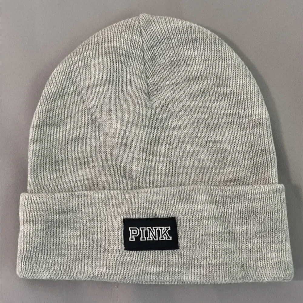 PINK Victoria's Secret Gray/Silver Knit Stocking Hat Cap Beanie One Size
